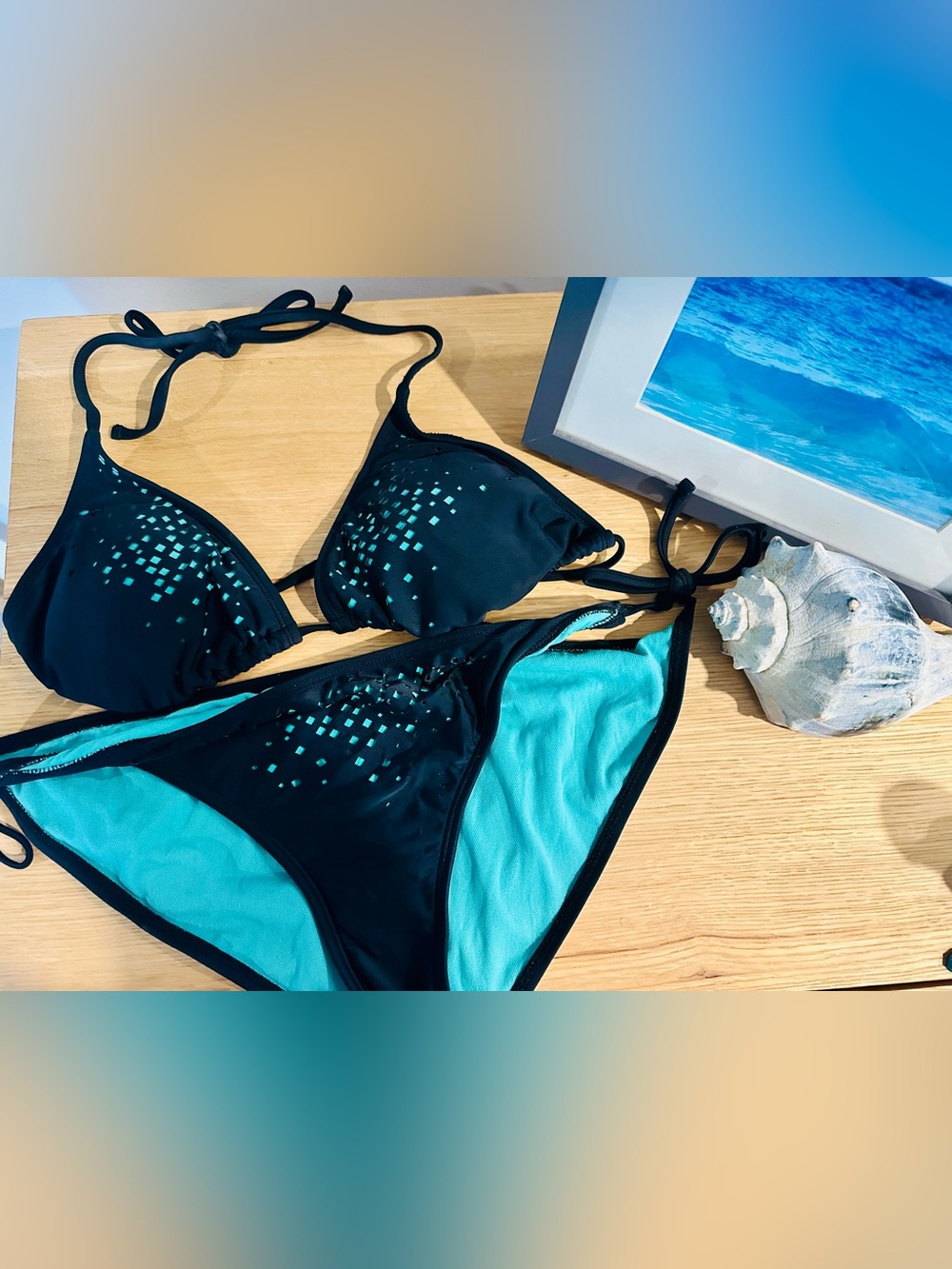 Cute black/green string bikini